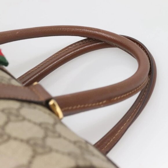 GUCCI GG Supreme Web Sherry Line Bag PVC Beige Gold 002 615 6838 Auth 141971 - Picture 9 of 16